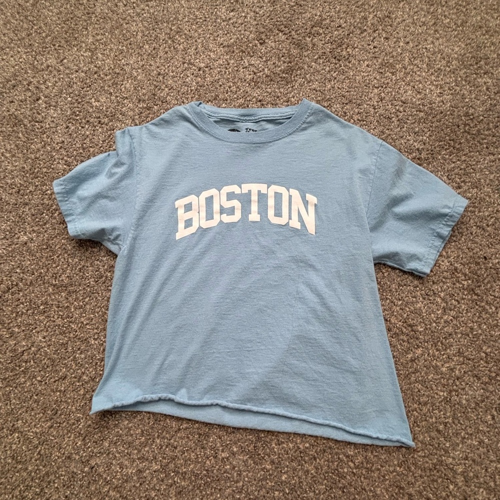 Boston Womens Blue Cropped T-Shirt
